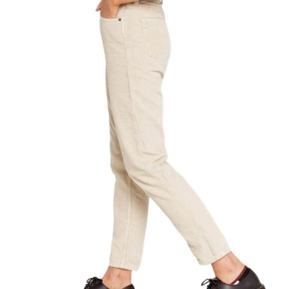 BDG Urban Outfitters Raw Hem Cream Corduroy Mom High Rise Pants Size 25 - Picture 1 of 12